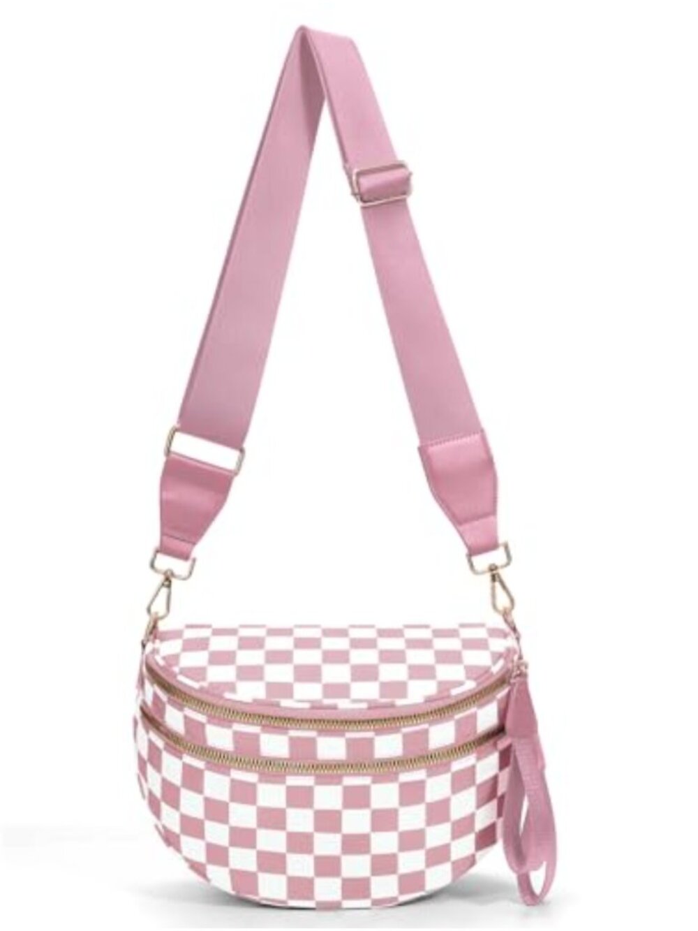 Nylon Checkered Crossbody Belt Bag Adjustable Strap Shoulder Waist Bag